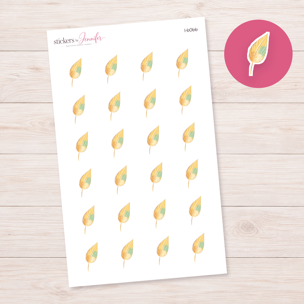 Golden Watercolor Leaf Planner Stickers | I-6066