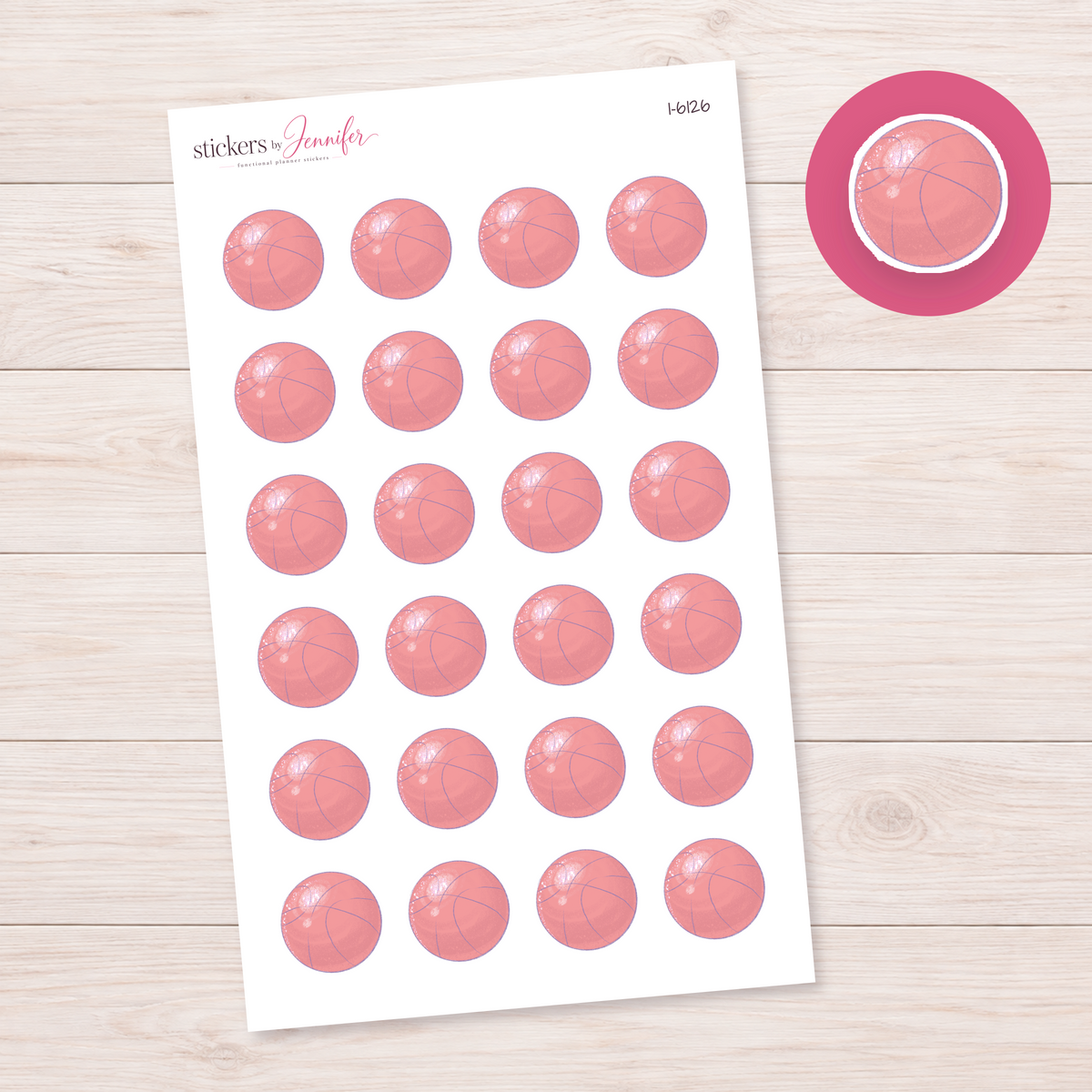 Pink Basketball Planner Stickers | I-6126