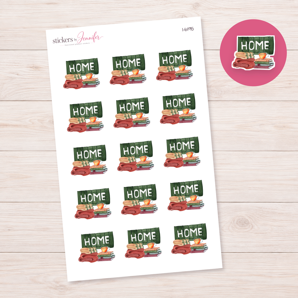Home Sign with Books and Blankets Planner Stickers | I-6195