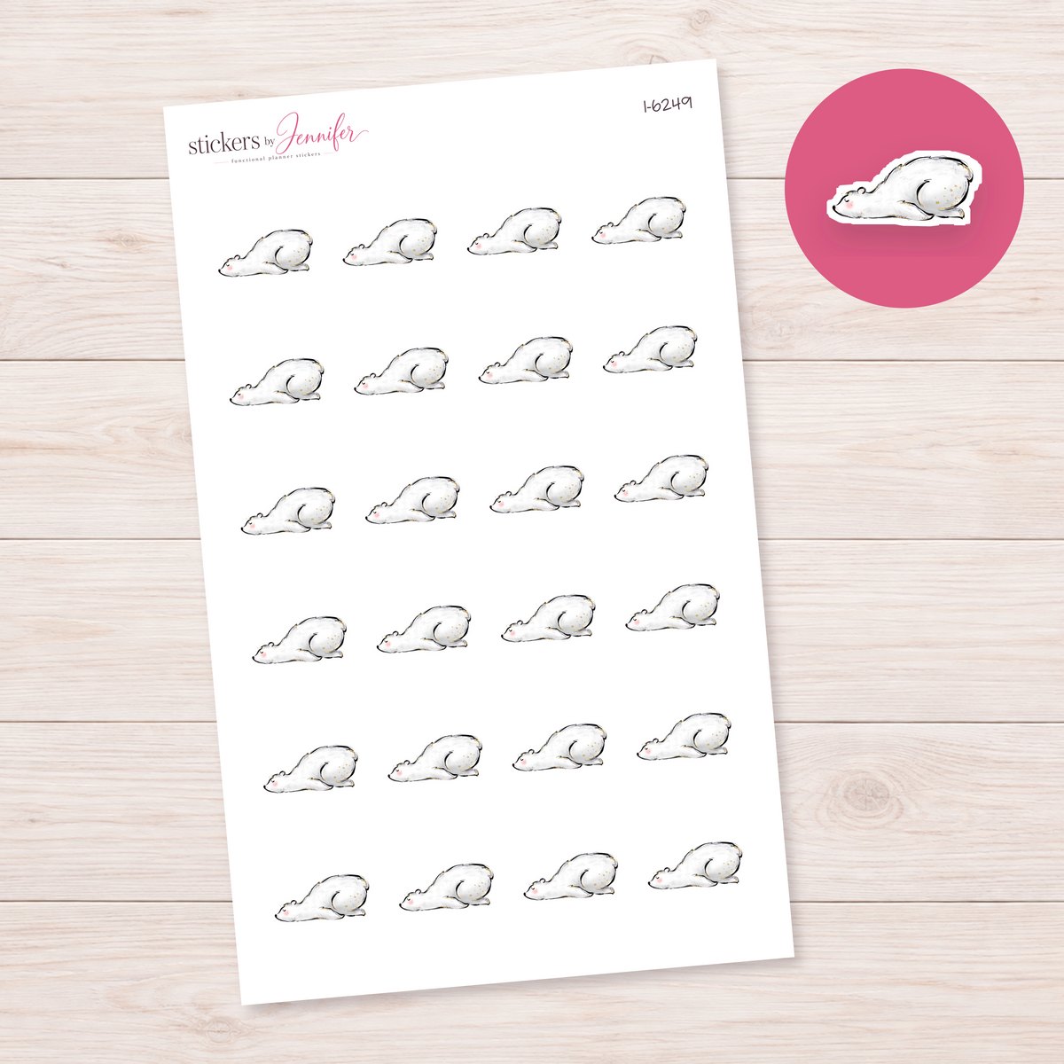 Sleeping Polar Bear Planner Stickers | I-6249