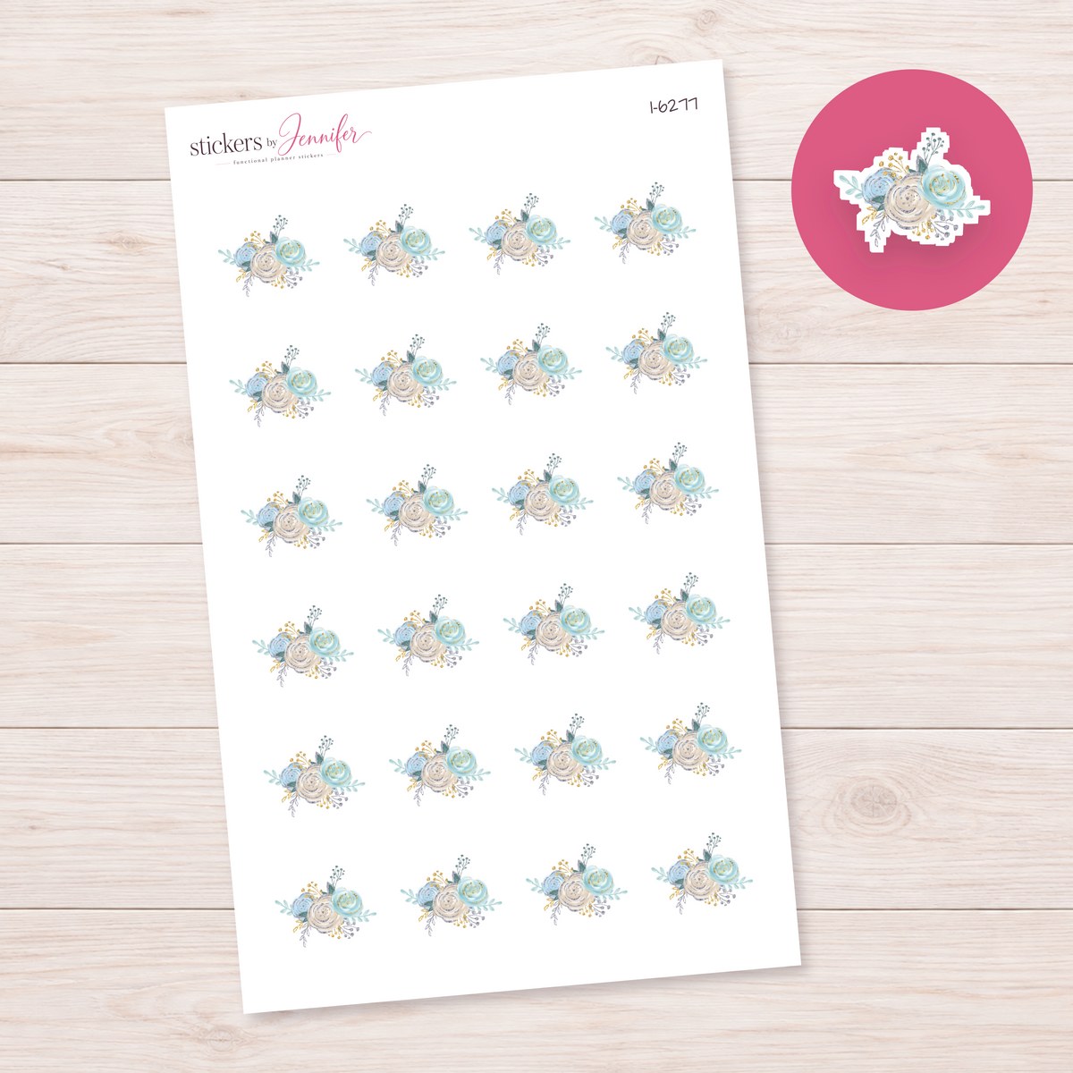 Blue Floral Arrangement Planner Stickers | I-6277
