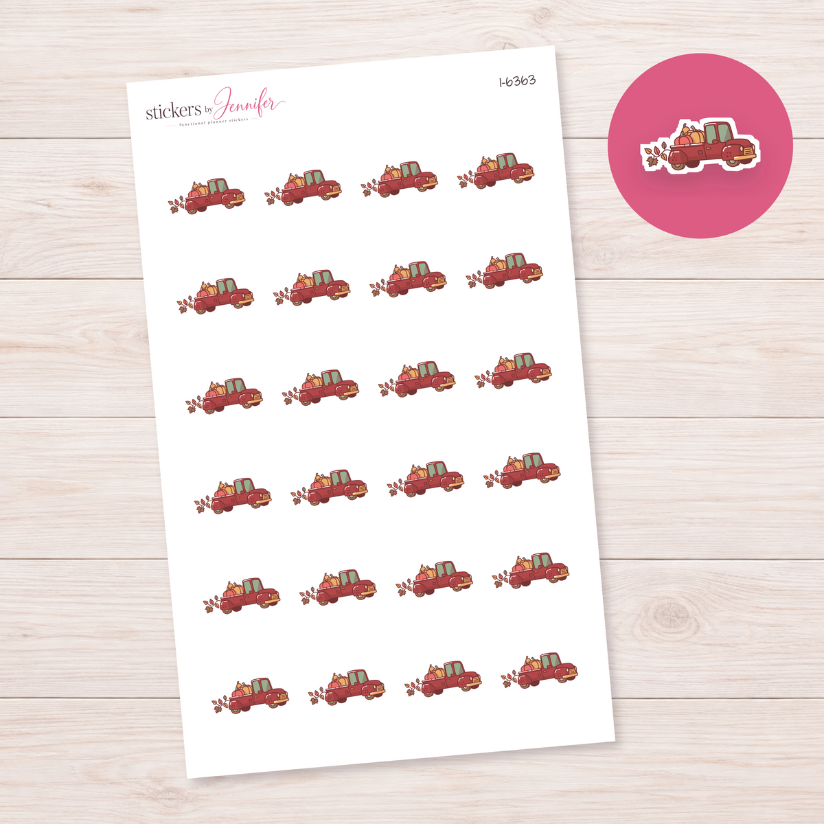 Autumn Pumpkin Truck Planner Stickers | I-6363