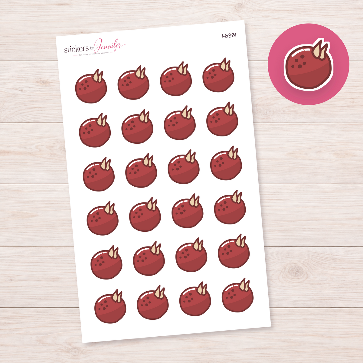 Red Pomegranate Icon Planner Stickers | I-6381
