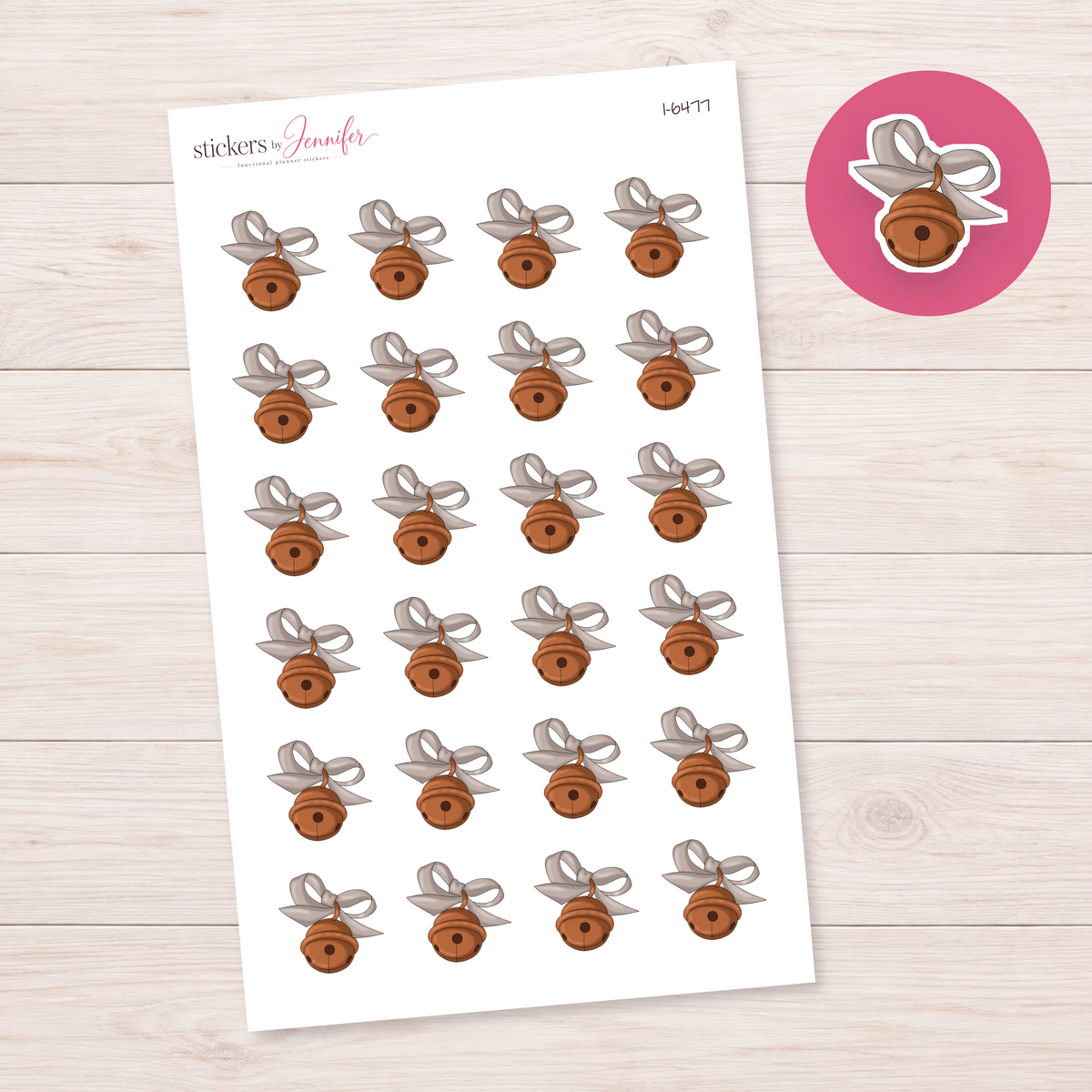 Copper Bell with Taupe Bow Planner Stickers | I-6477
