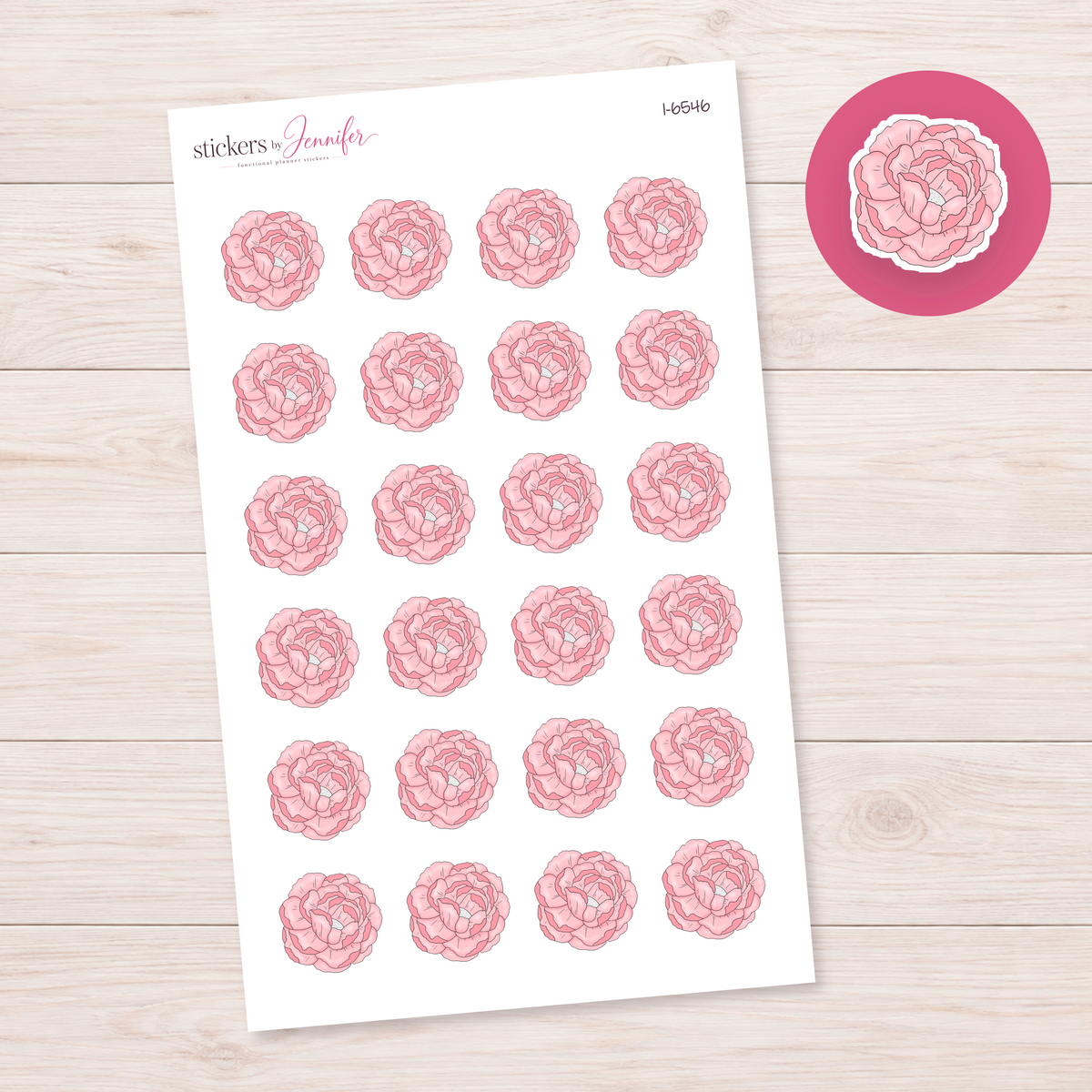 Soft Pink Peony Planner Stickers | I-6546