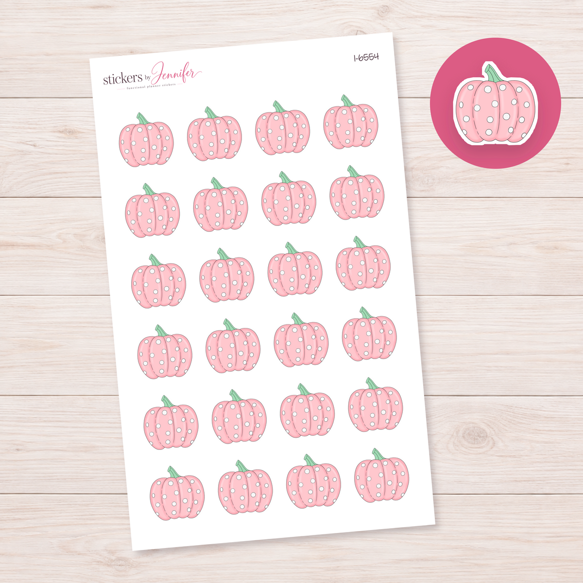 Pink Polka Dot Pumpkin Planner Stickers | I-6554