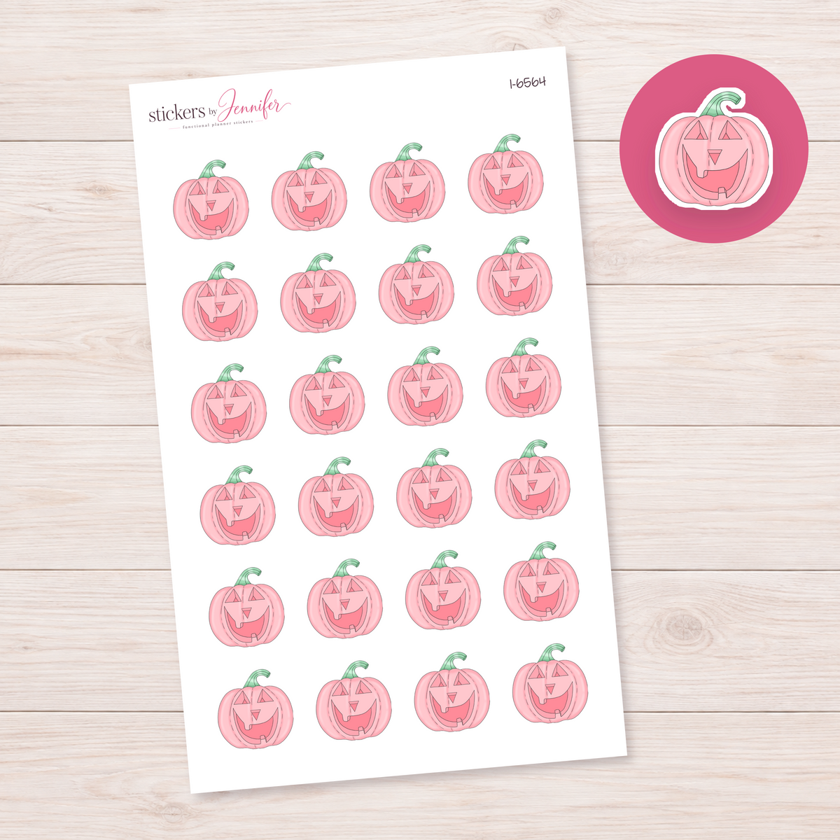 Smiling Pink Pumpkin Planner Stickers | I-6564