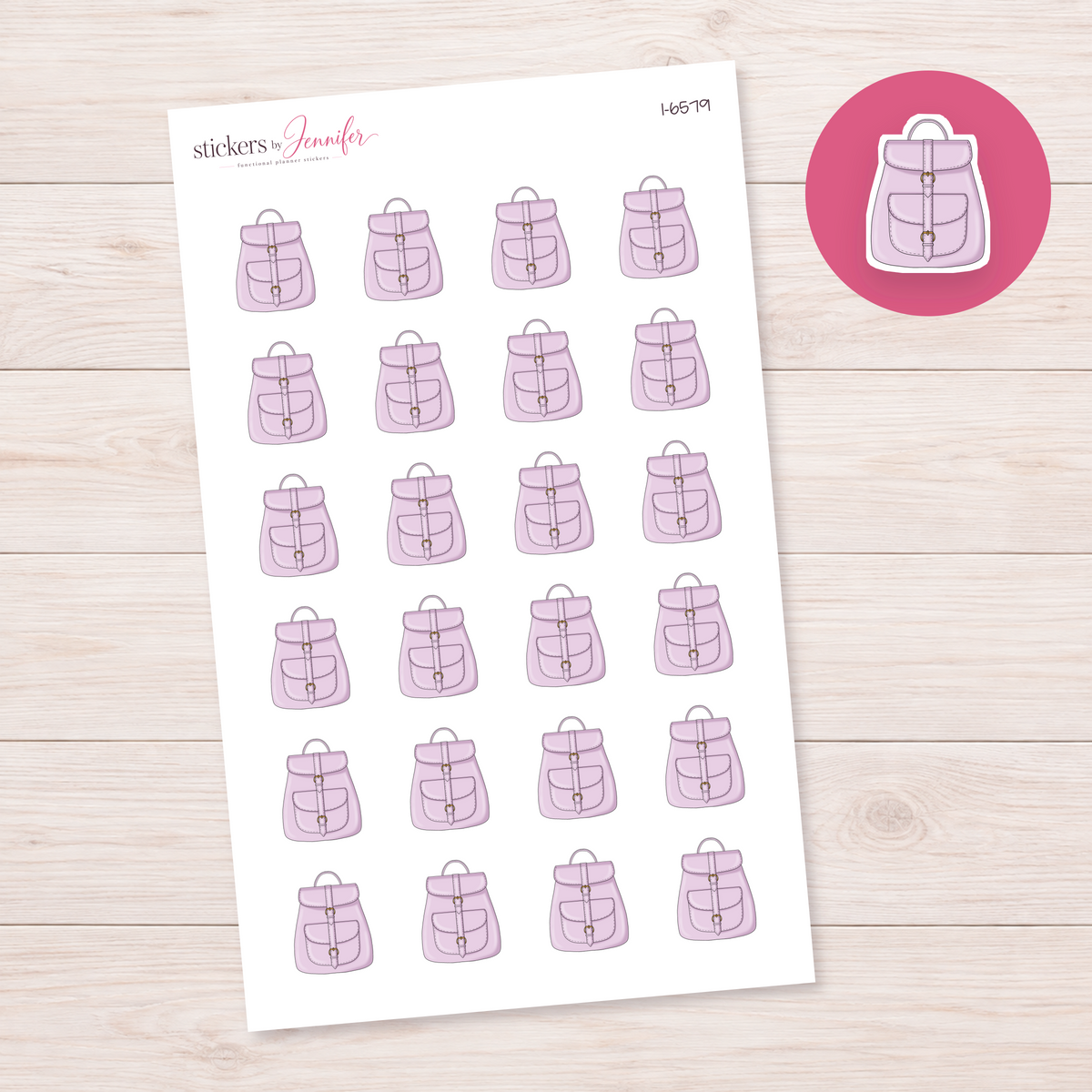 Pink Buckle Backpack Planner Stickers | I-6579