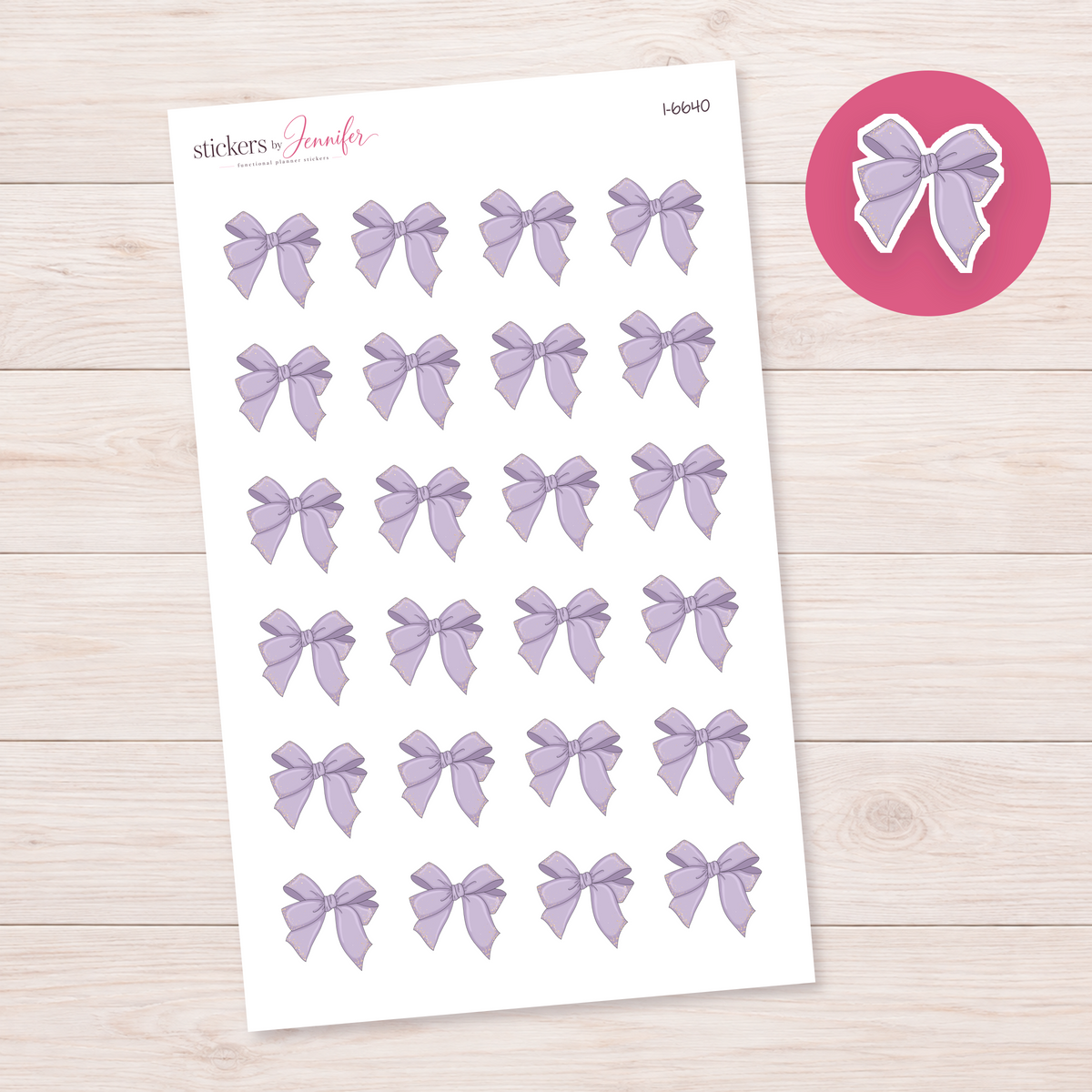 Lavender Decorative Bow Planner Stickers | I-6640
