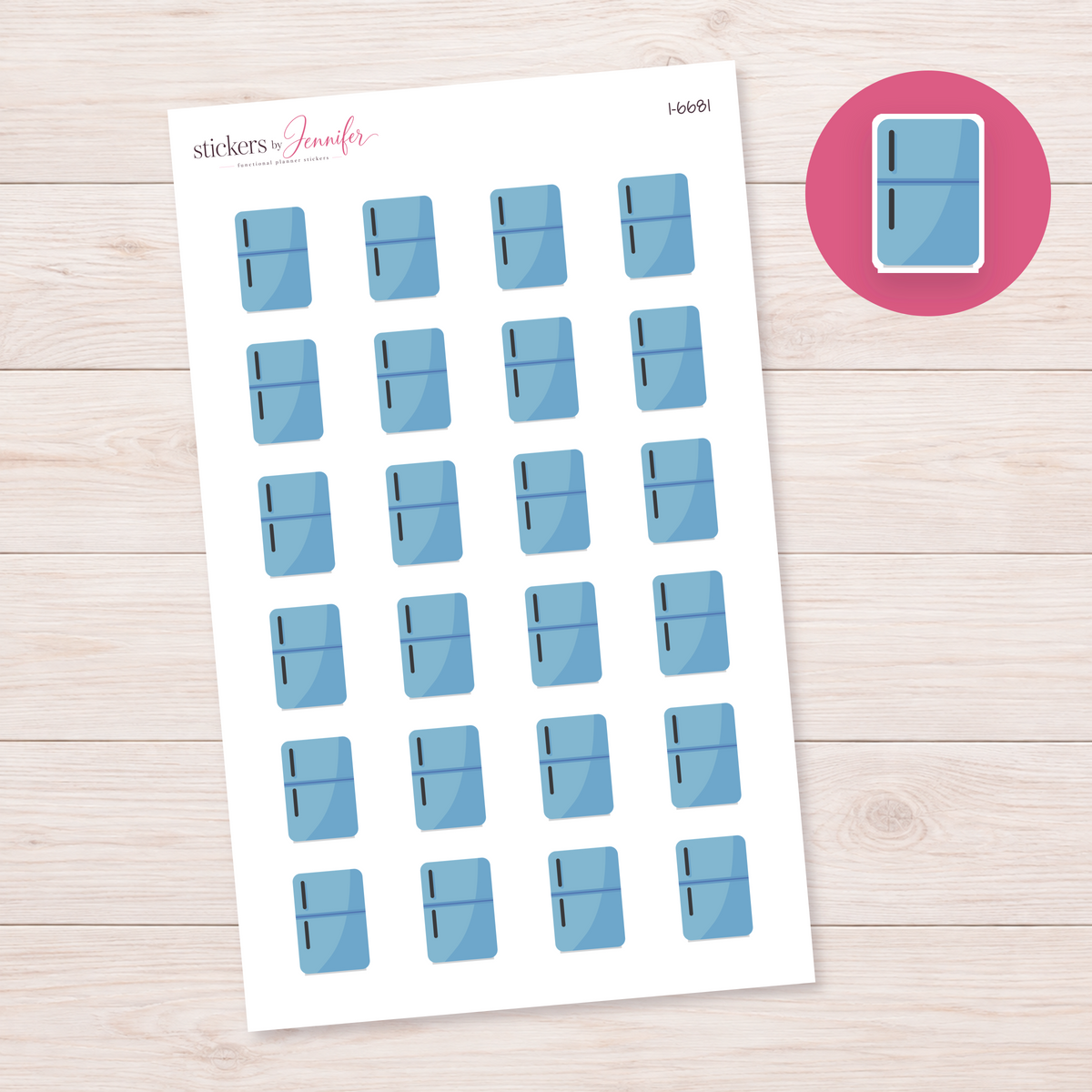 Blue Refrigerator Planner Stickers | I-6681