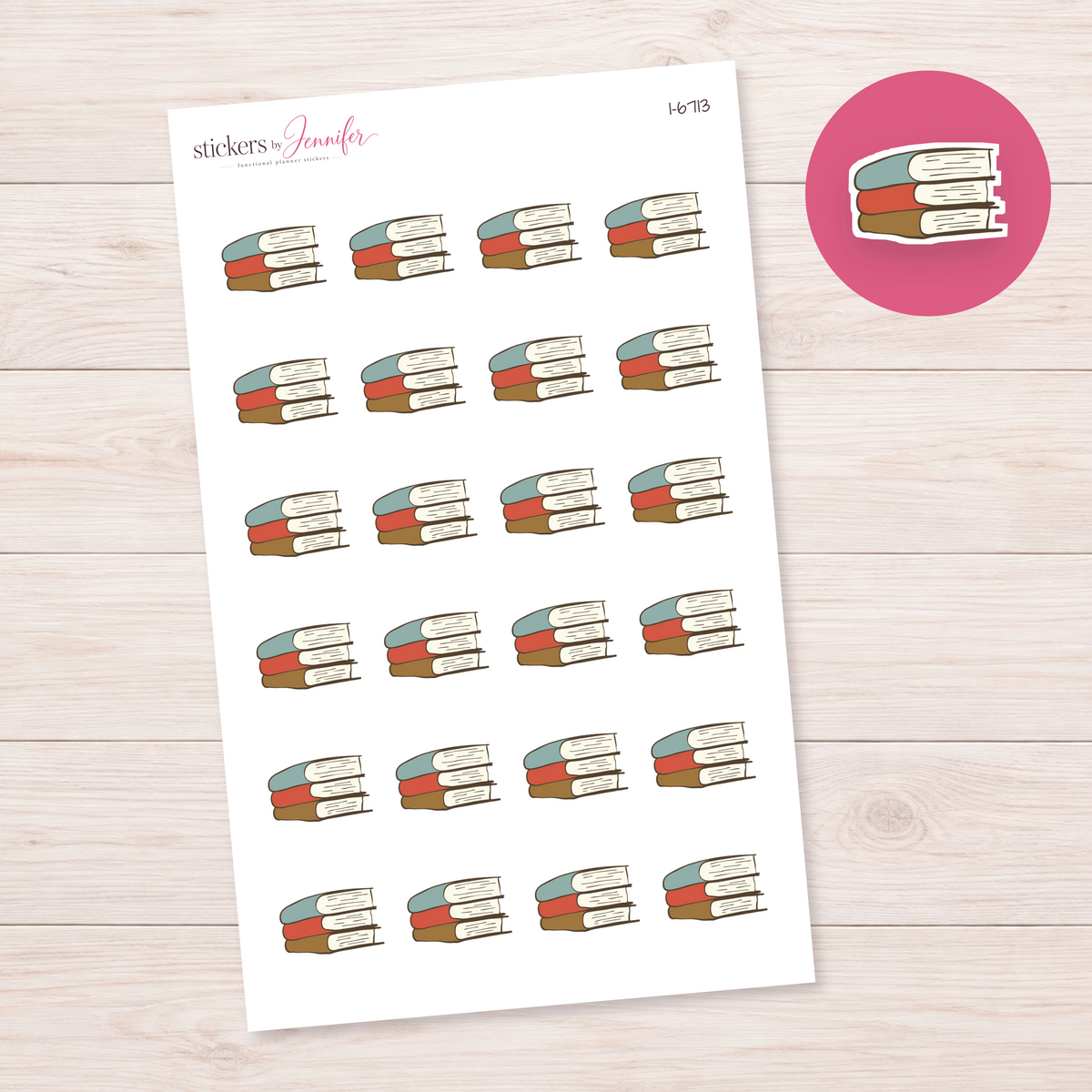 Three-Book Stack Planner Stickers | I-6713