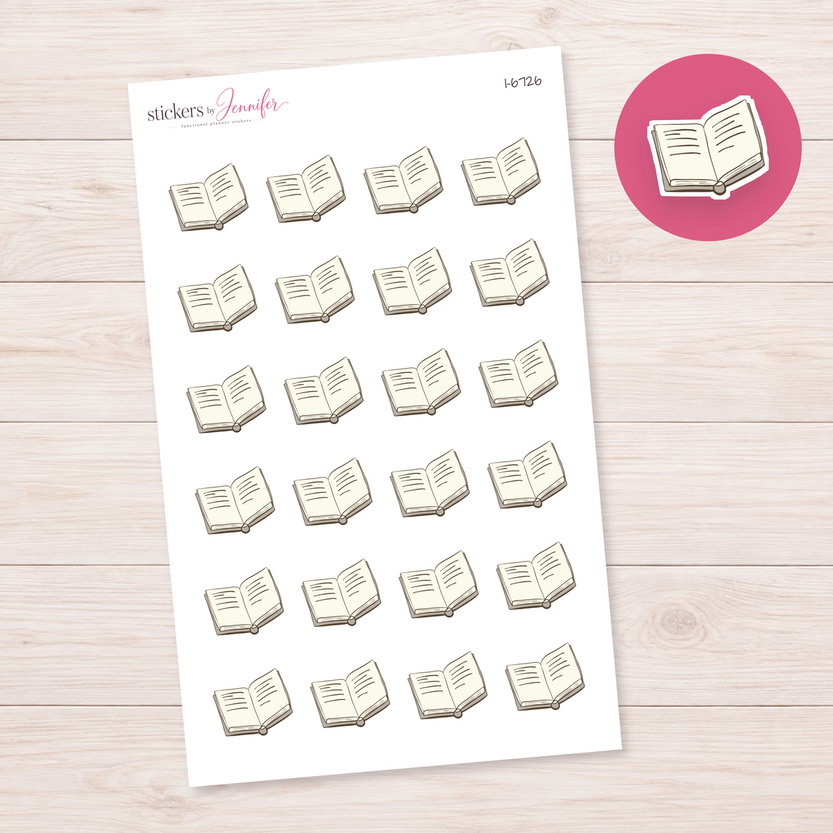 Angled Open Book Planner Stickers | I-6726