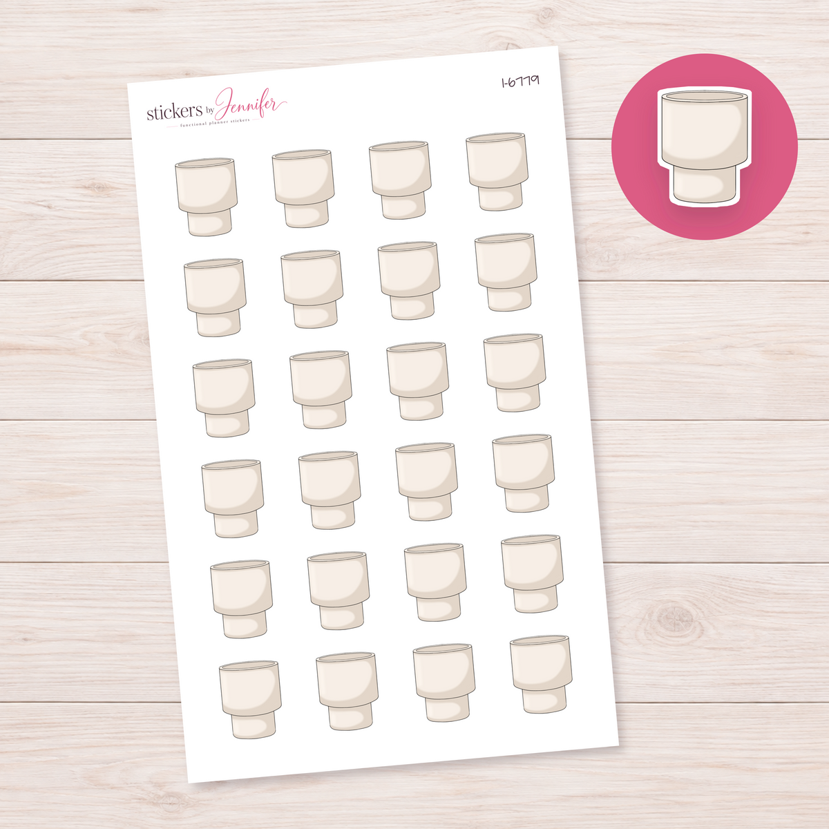 Cream Pedestal Planter Planner Stickers | I-6779