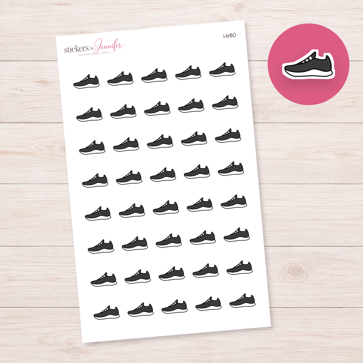 Black Slip-On Shoe Planner Stickers | I-680