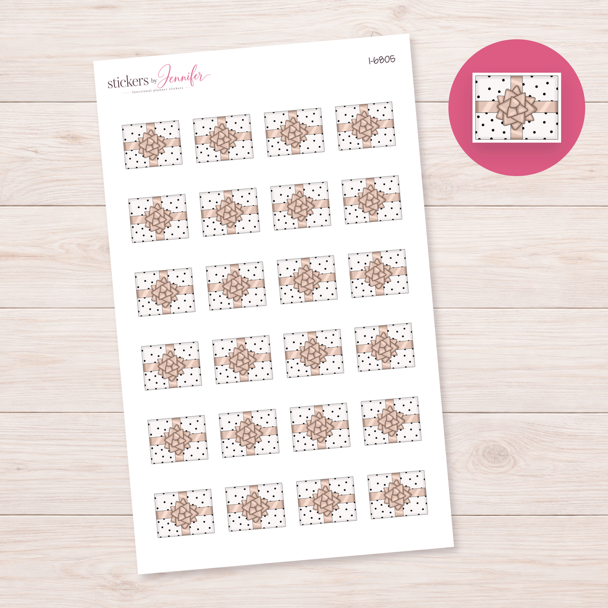 Polka-Dot Gift Box Planner Stickers | I-6805