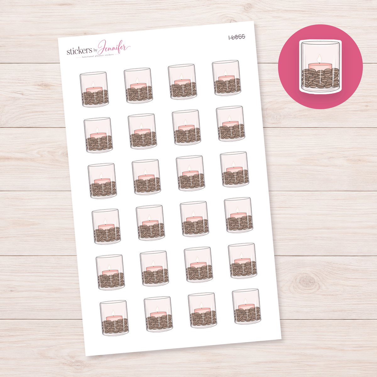 Coffee Bean Candle Planner Stickers | I-6855