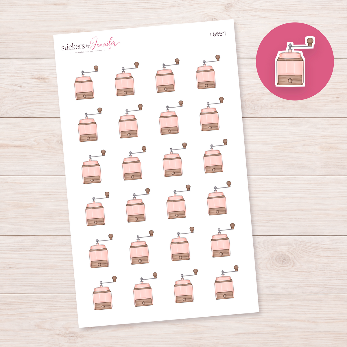 Pink Coffee Grinder Planner Stickers | I-6857
