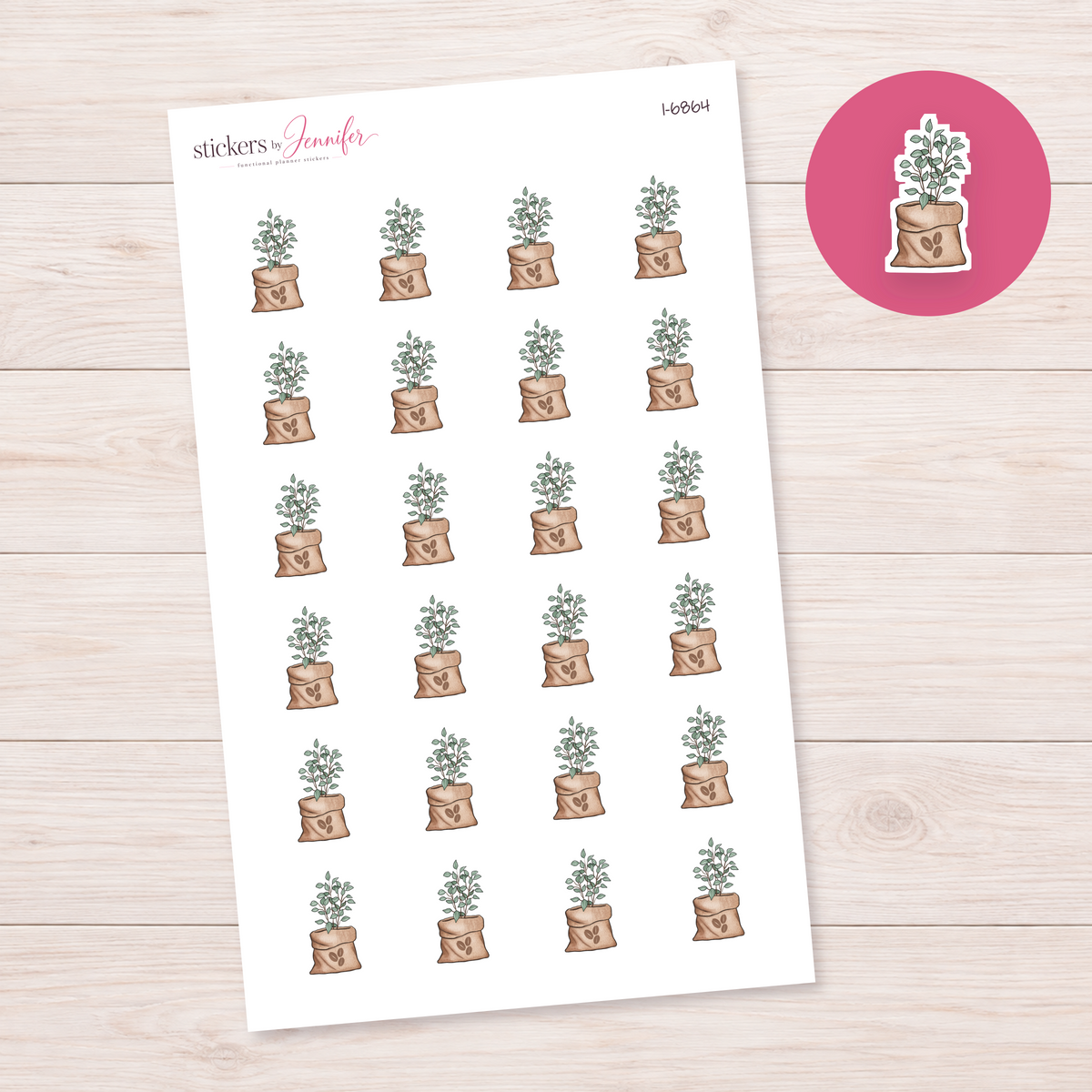 Plant in Burlap Sack Planner Stickers | I-6864