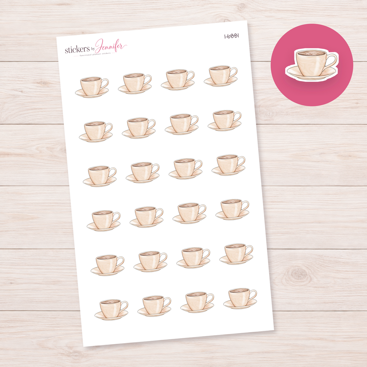 Latte in Cream Cup Planner Stickers | I-6881