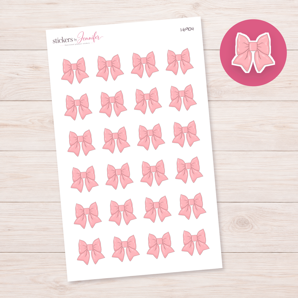 Pink Decorative Bow Planner Stickers | I-6904