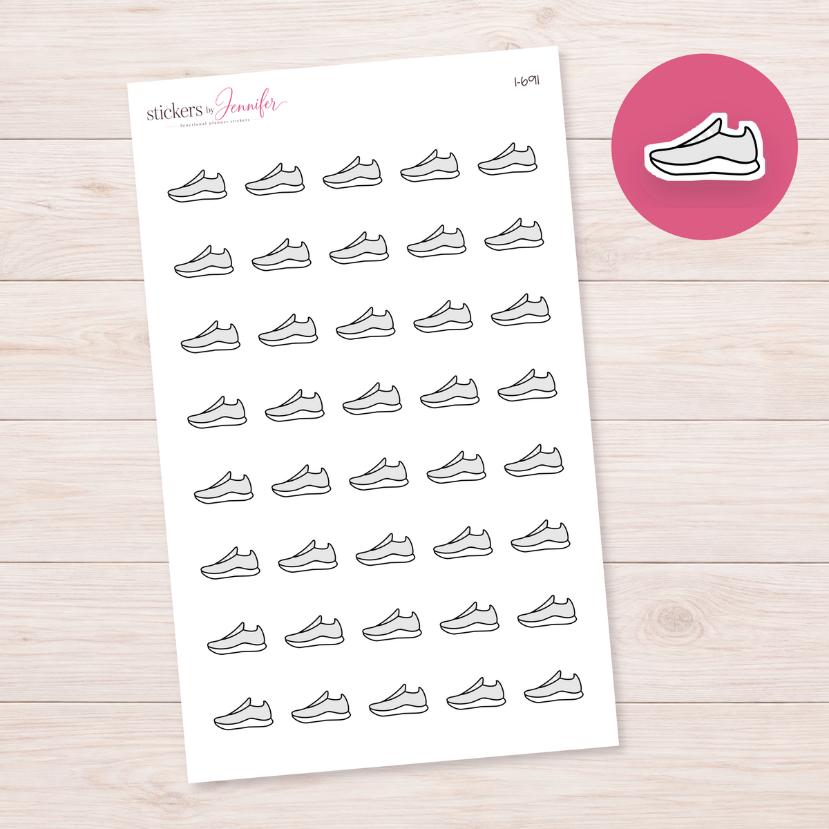 Pale Gray Slip-On Shoe Planner Stickers | I-691