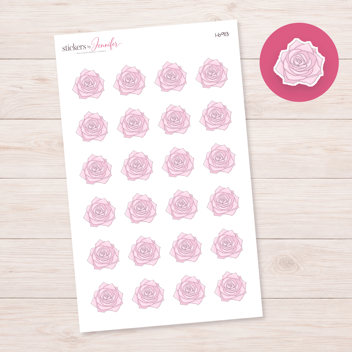 Light Pink Rose Planner Stickers | I-6913