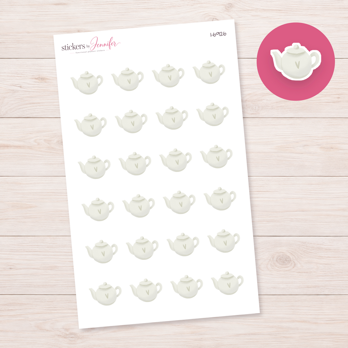 Cream Teapot Planner Stickers | I-6926