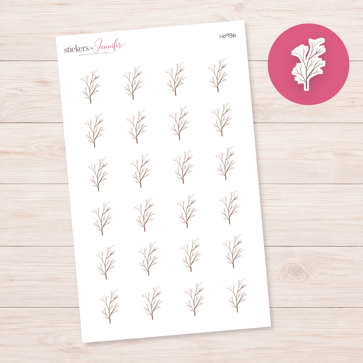 Bare Botanical Branch Planner Stickers | I-6936