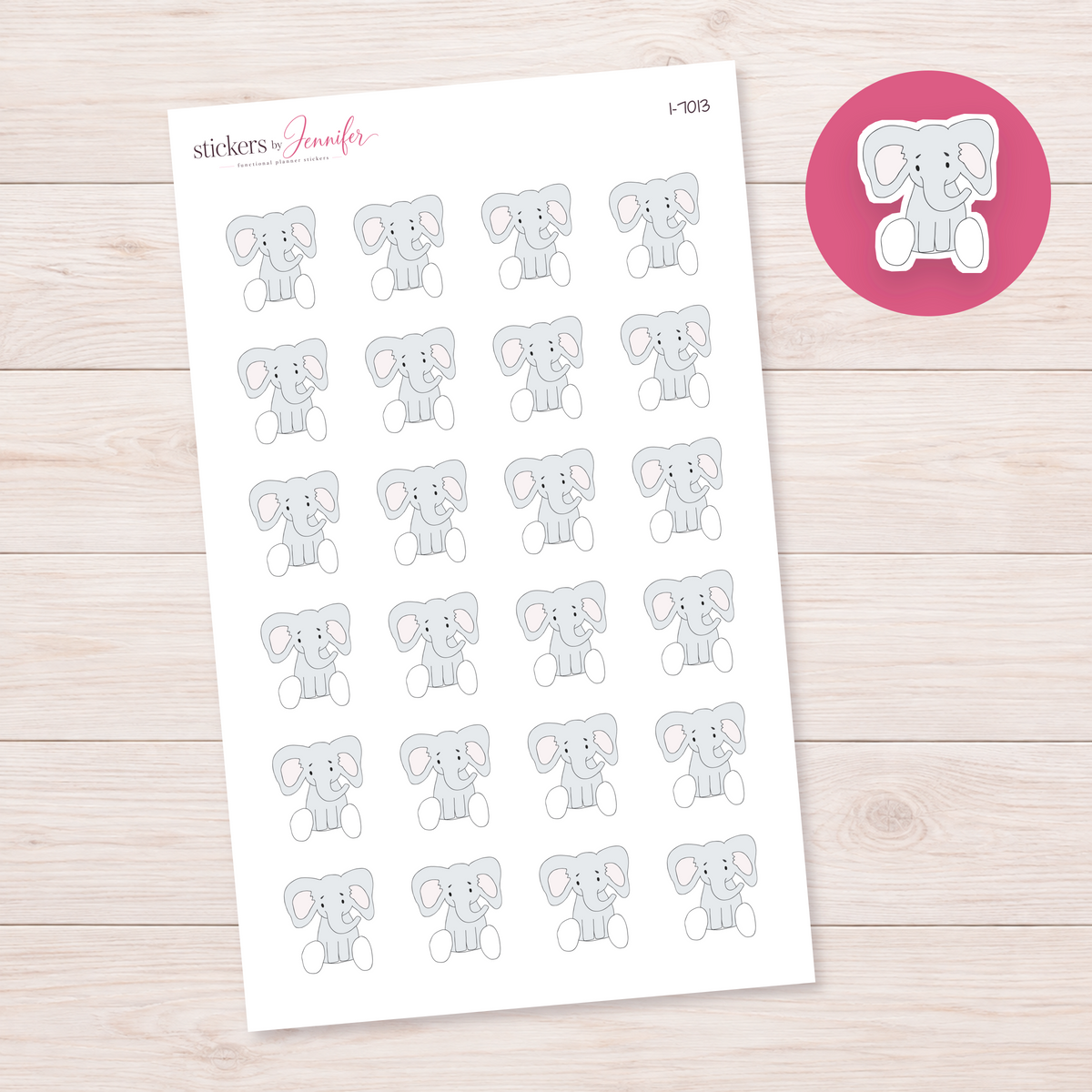 Little Gray Elephant Planner Stickers | I-7013