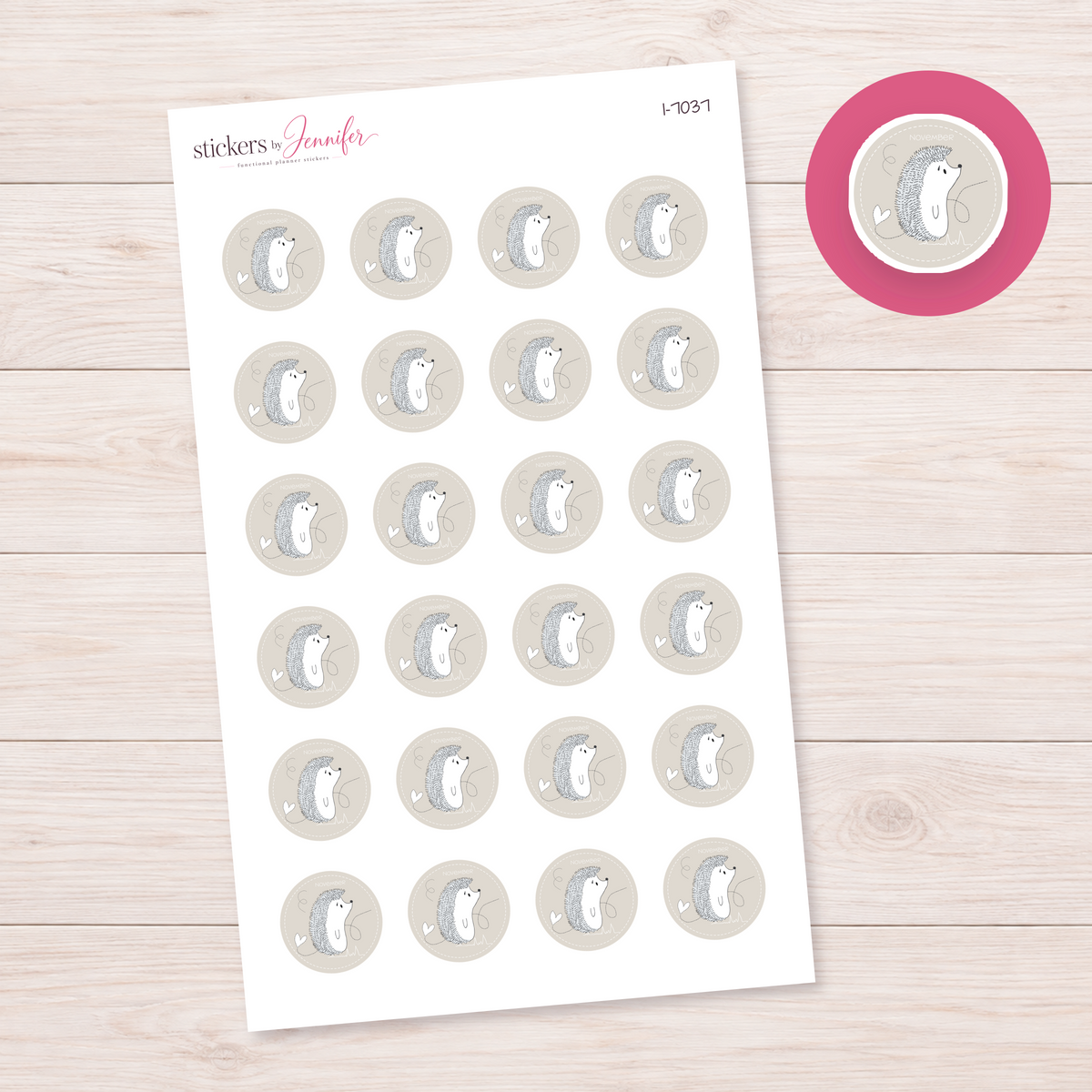 Hedgehog Circle Planner Stickers | I-7037