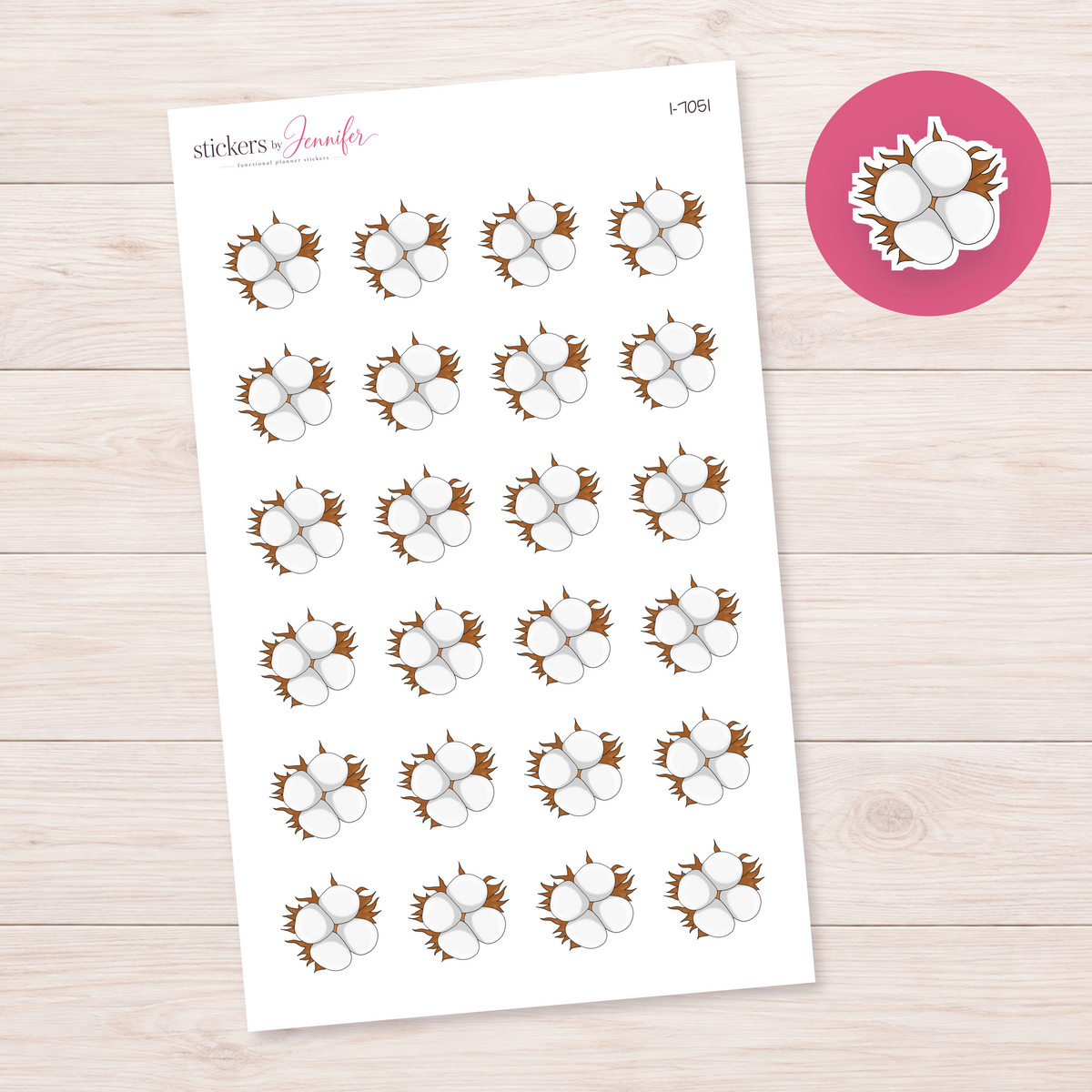 Cotton Boll Planner Stickers | I-7051