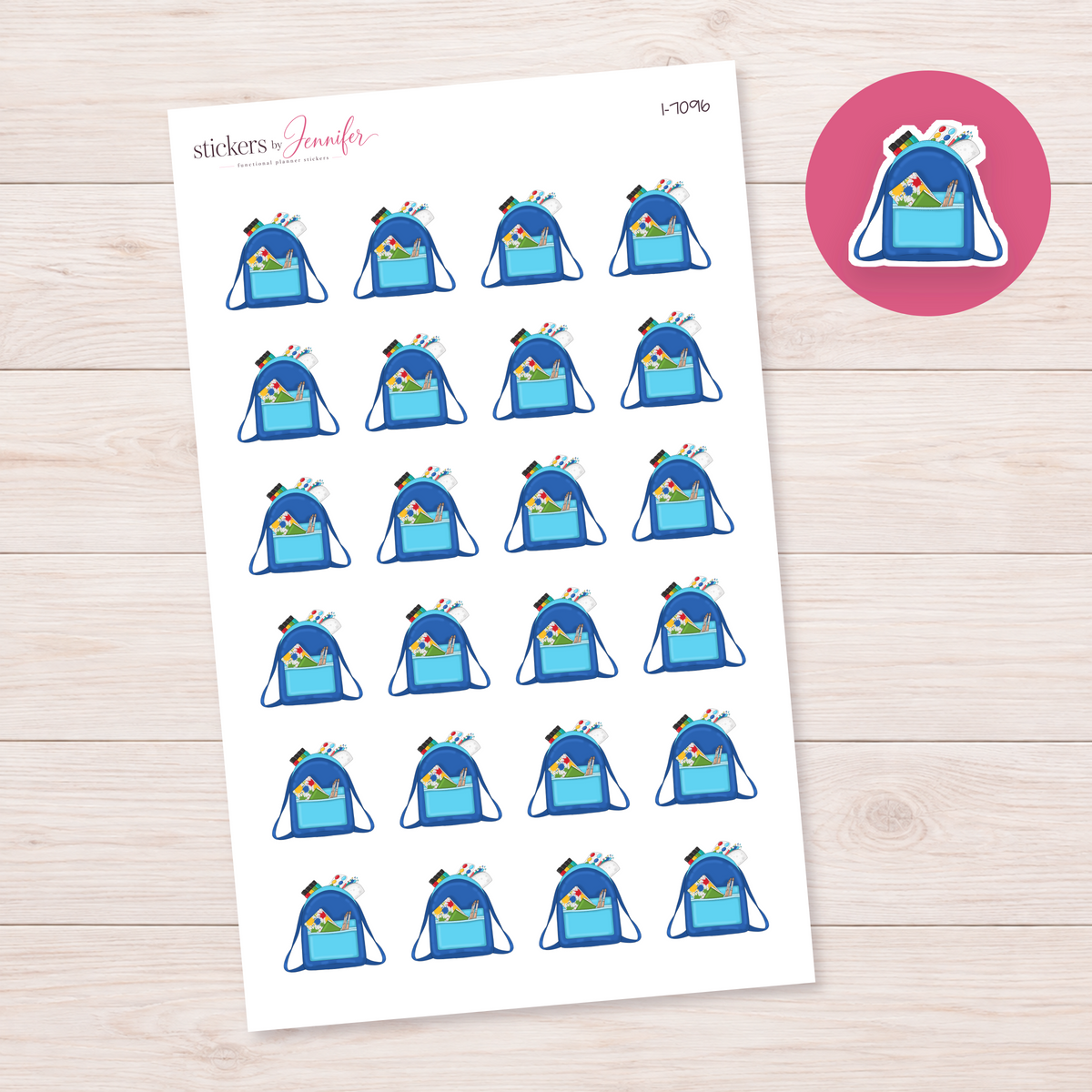 Blue School Backpack Planner Stickers | I-7096