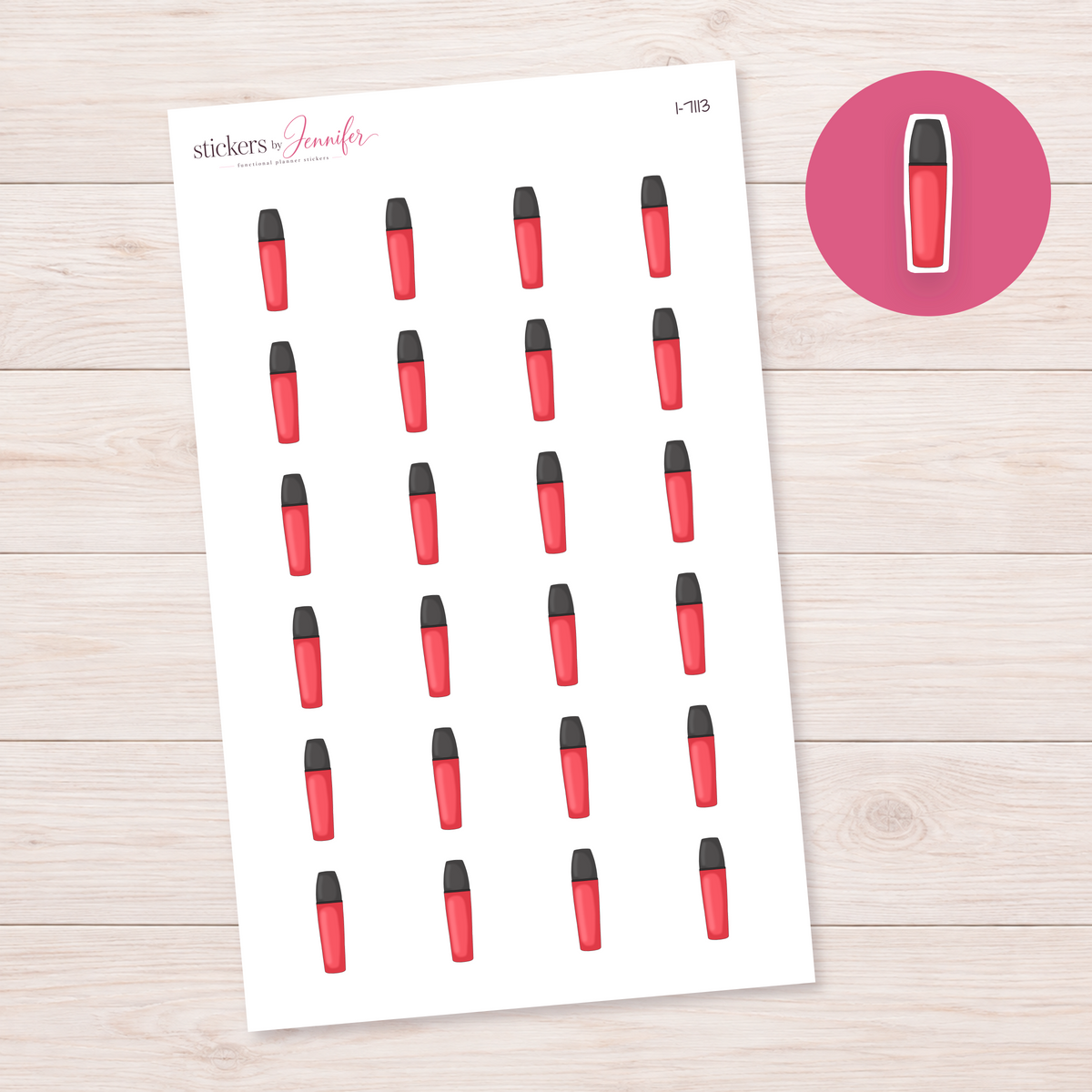 Red Highlighter Planner Stickers | I-7113