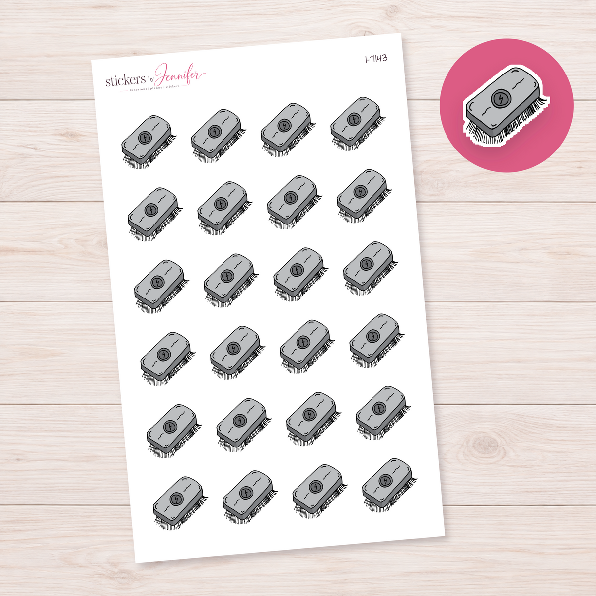 Gray Scrub Brush Planner Stickers | I-7143