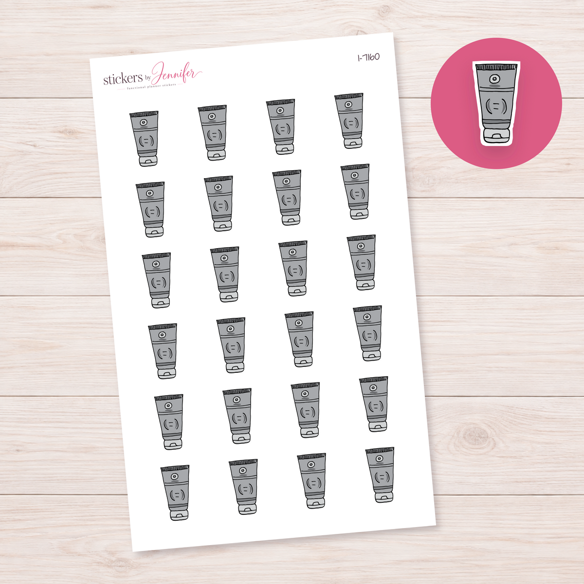 Gray Grooming Tube Planner Stickers | I-7160