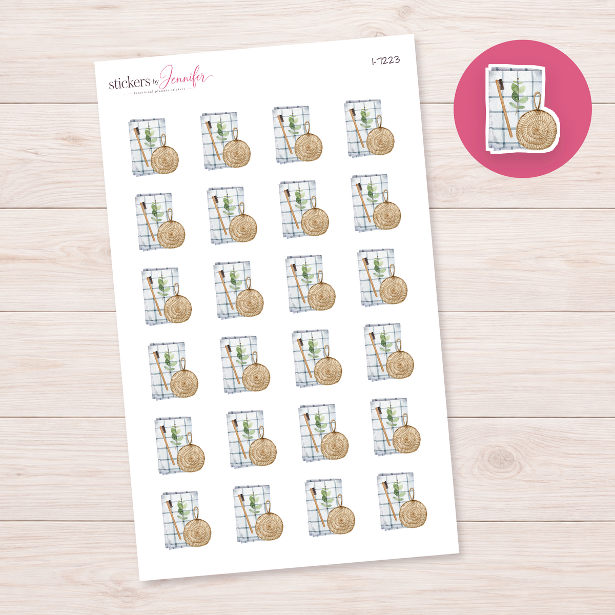 Bamboo Bathroom Accessories Planner Stickers | I-7223
