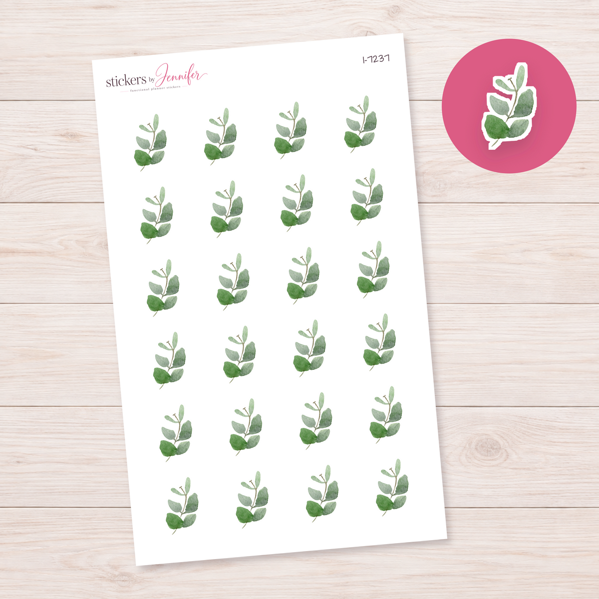 Watercolor Eucalyptus Sprig Planner Stickers | I-7237