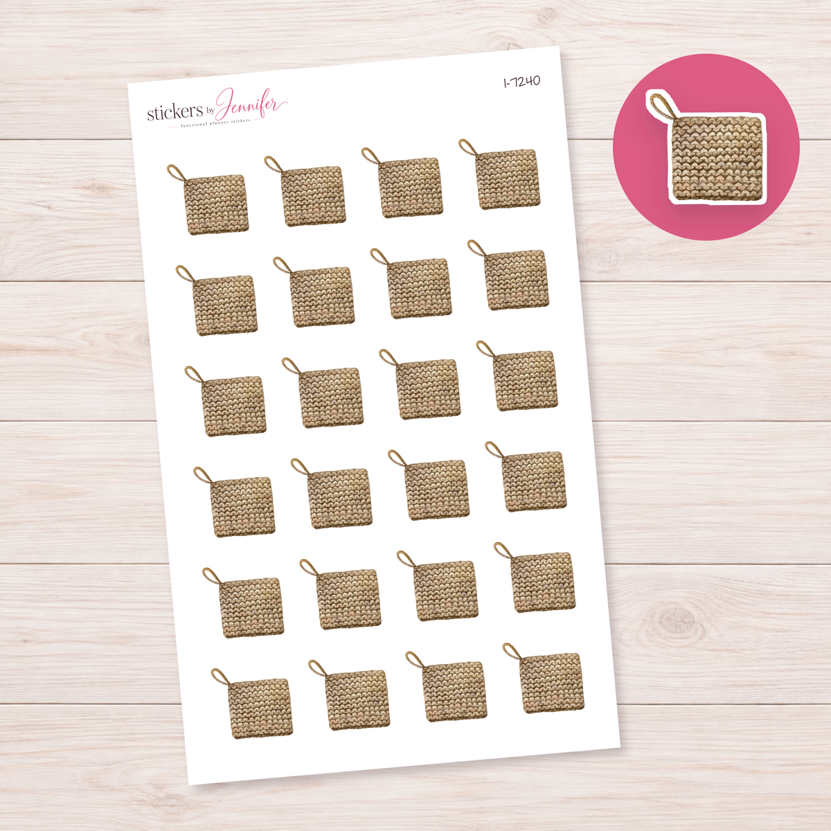 Knit Washcloth Planner Stickers | I-7240