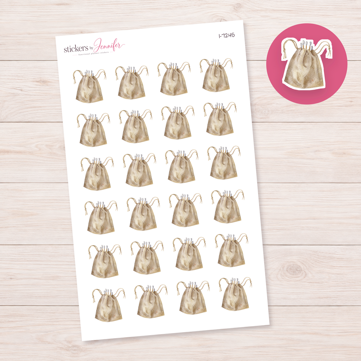 Cotton Swab Drawstring Pouch Planner Stickers | I-7245