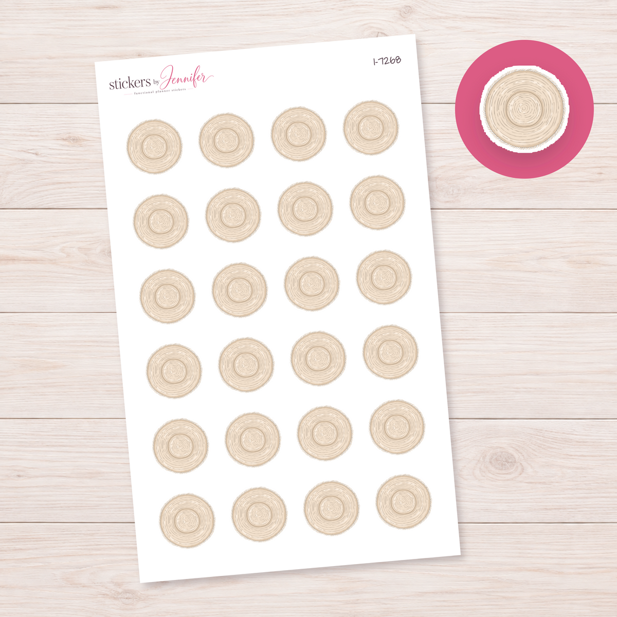 Woven Round Mat Planner Stickers | I-7268
