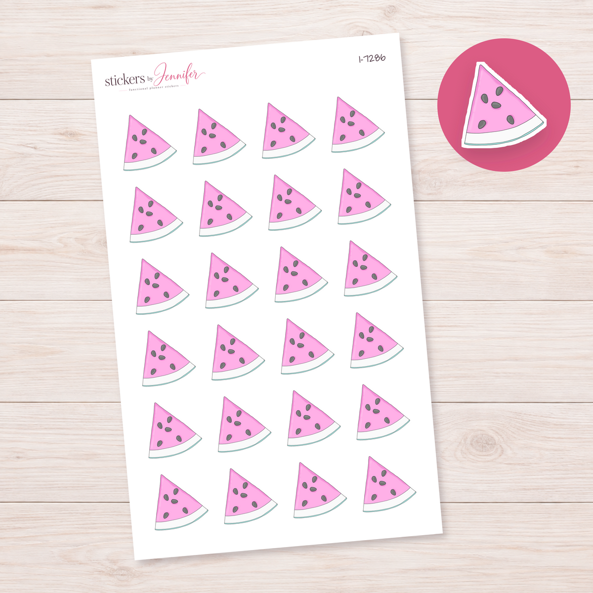 Pink Watermelon Slice Planner Stickers | I-7286