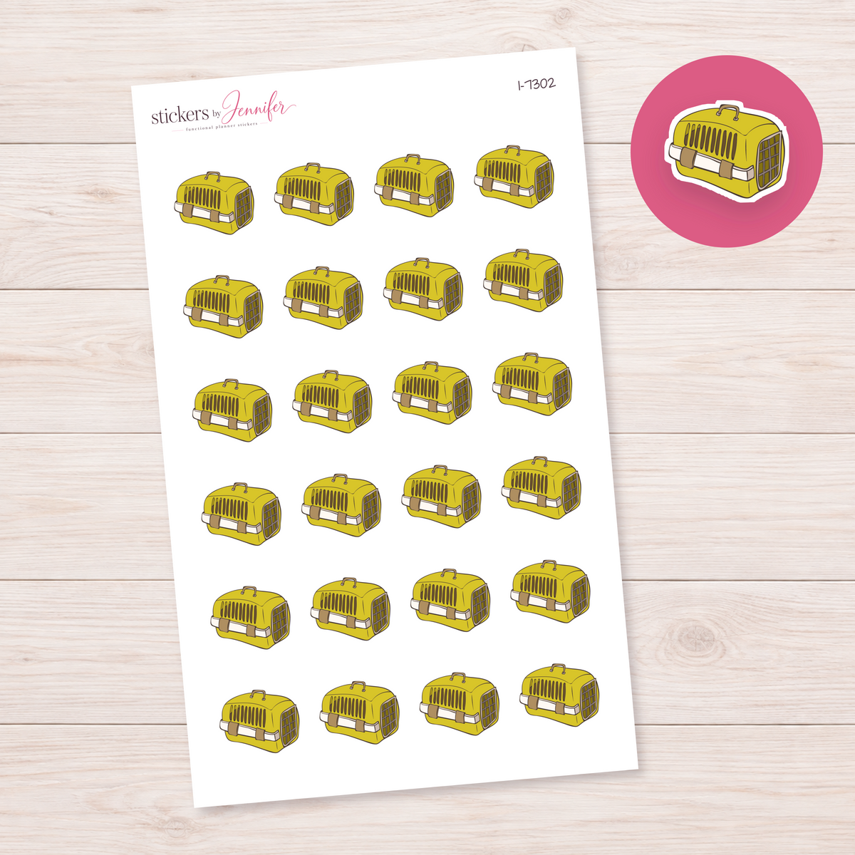 Yellow Pet Carrier Planner Stickers | I-7302