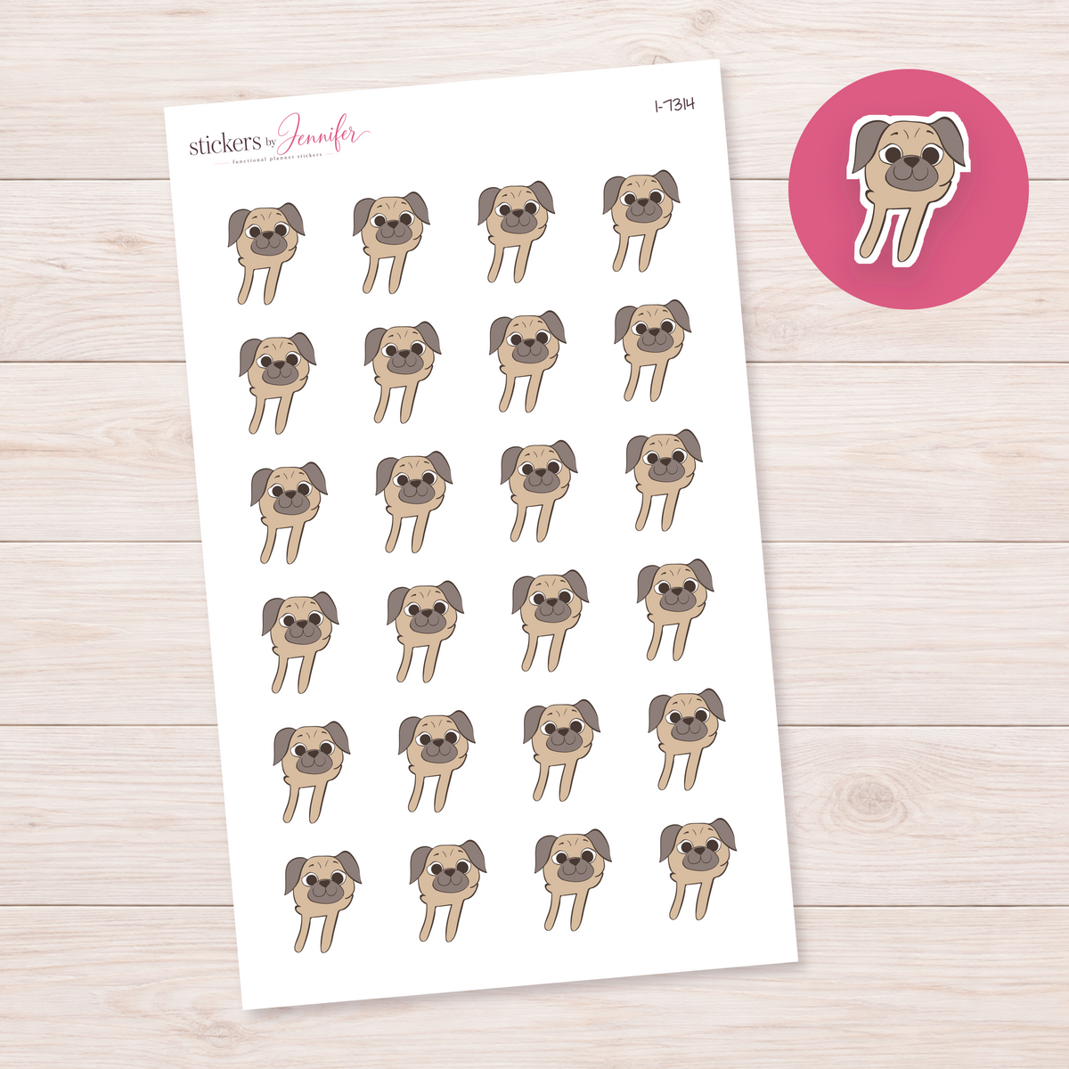 Happy Pug Planner Stickers | I-7314