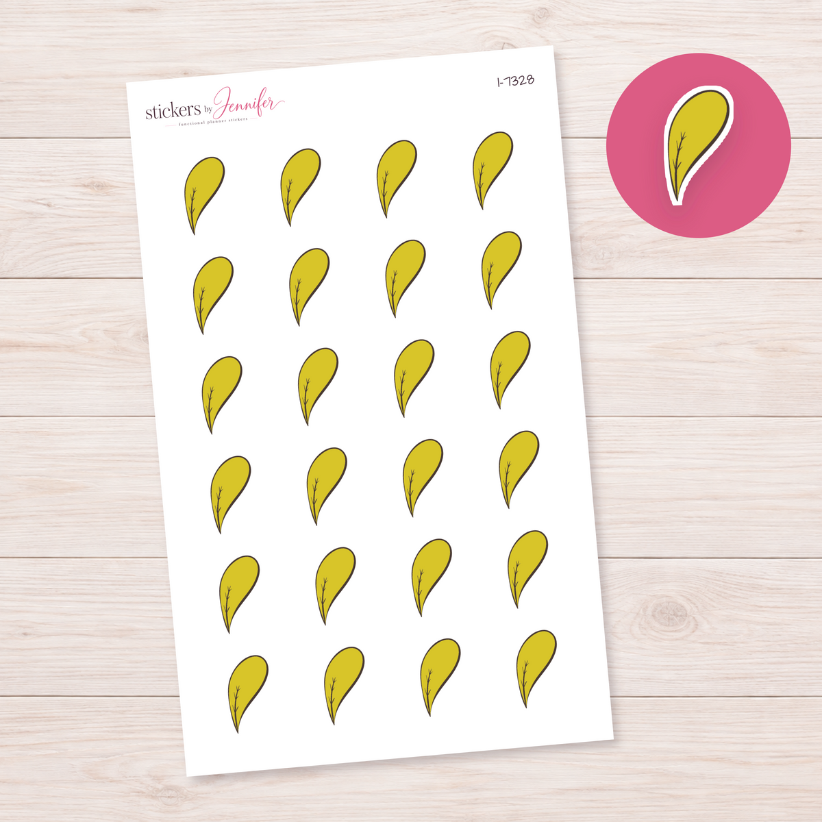 Yellow Leaf Planner Stickers | I-7328