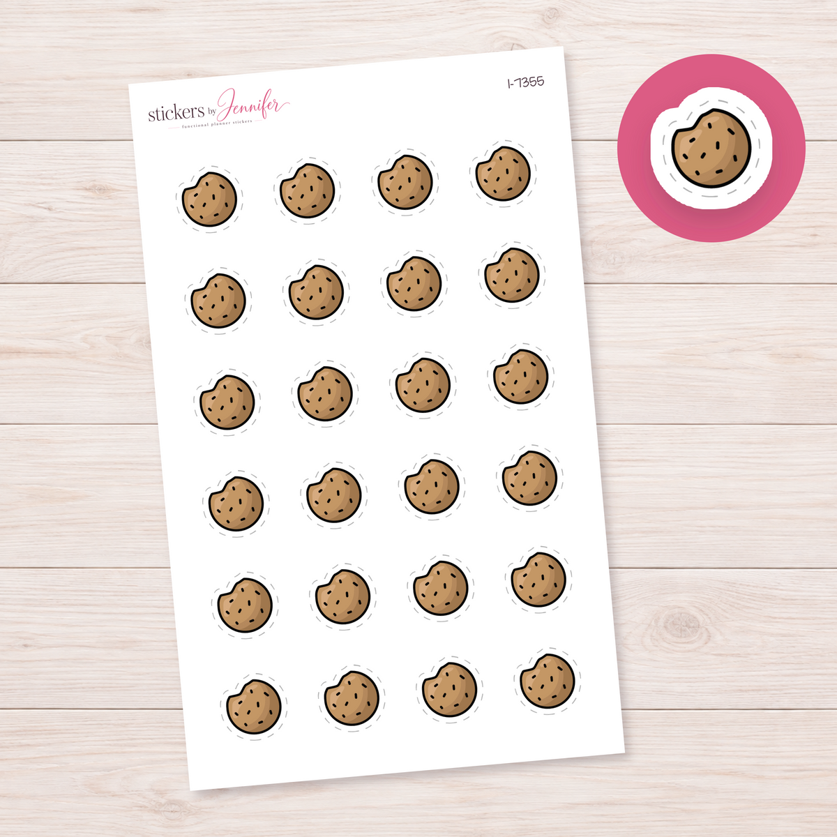 Bitten Chocolate Chip Cookie Planner Stickers | I-7355