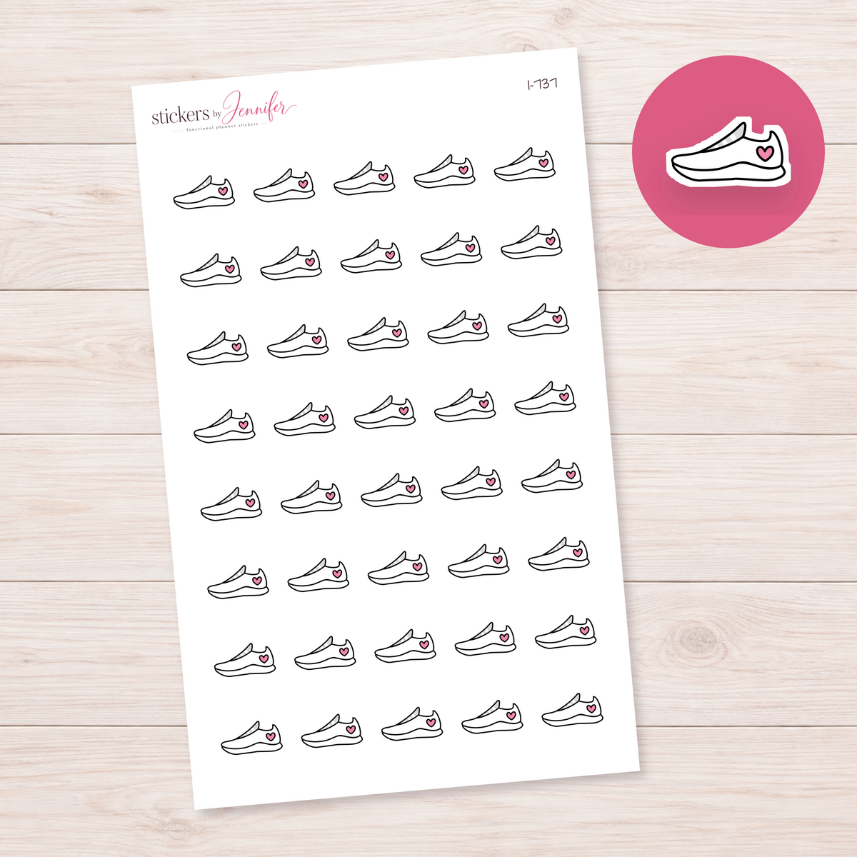 White Heart Sneaker Planner Stickers | I-737