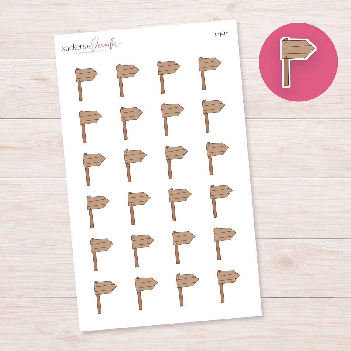 Wooden Direction Sign Planner Stickers | I-7417