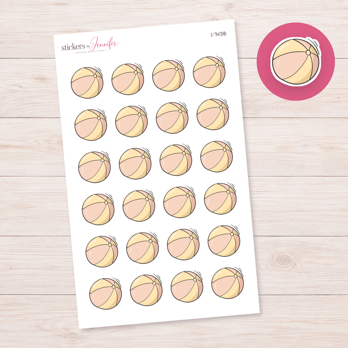 Pastel Beach Ball Planner Stickers | I-7438