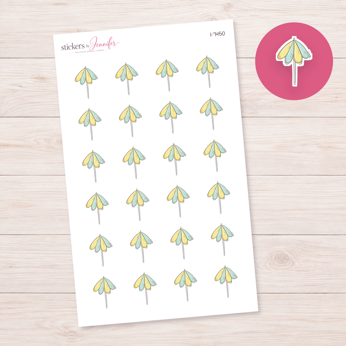 Pastel Umbrella Planner Stickers | I-7450