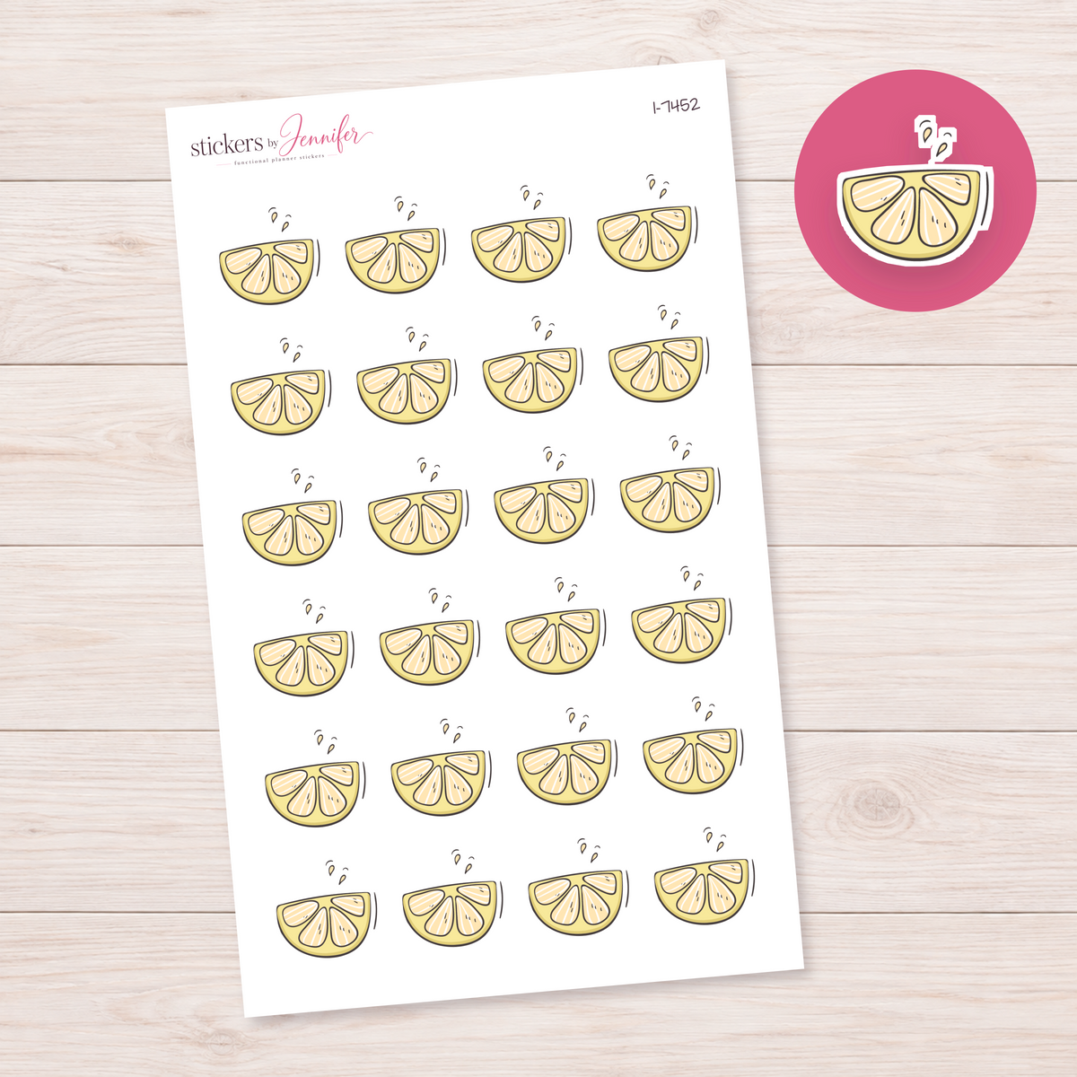Lemon Wedge Doodle Planner Stickers | I-7452